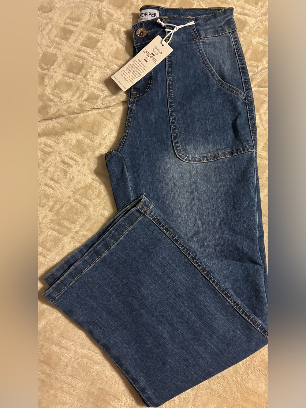 Women’s Straight-Leg Jeans in Dark Blue with Front Patch Pockets - Picture 8 of 14